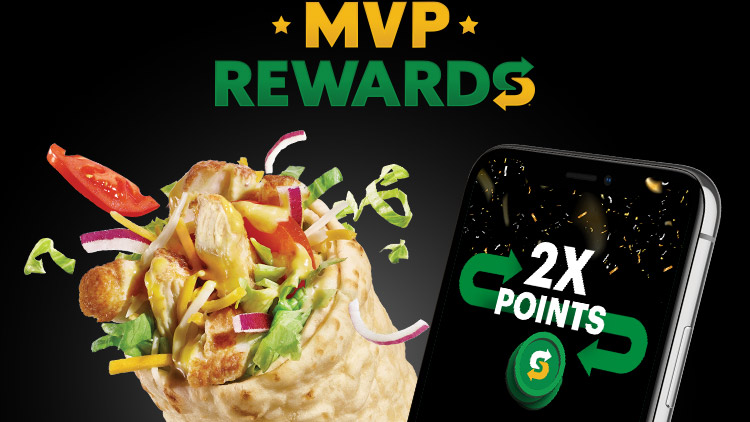 Honey Mustard Chicken Wrap and Subway® MVP Rewards displayed on a phone screen